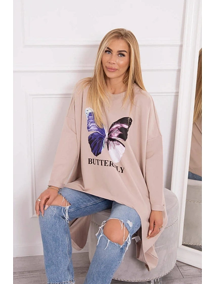 Oversize halenka s potiskem béžová Oversize halenka s potiskem béžová