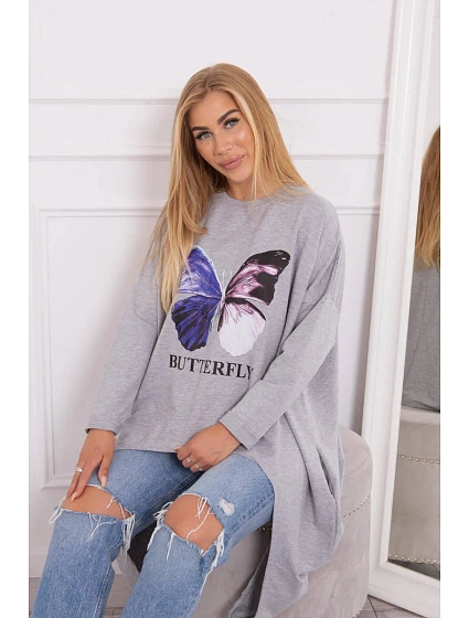 Halenka oversize s potiskem šedá Halenka oversize s potiskem šedá