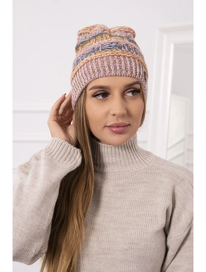 Fleecová čepice Patrycja K254 pink+cappuccino Fleecová čepice Patrycja K254 pink+cappuccino