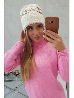 Dámská čepice Kira K374 ecru+brown
