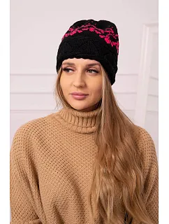 Dámská čepice Kira K374 black+pink