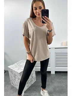 Bavlněná halenka s kapsami béžová