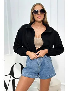 Semišová mikina na zip Černý