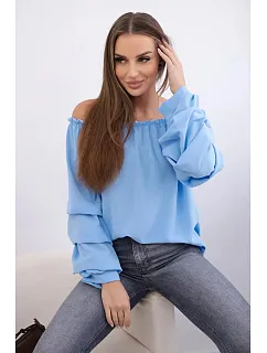 Španělská halenka s ozdobnými rukávy modrý