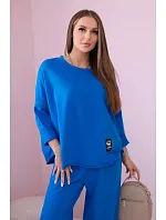 Bavlněná mikina kalhoty set chrpově modrá Bavlněná mikina kalhoty set chrpově modrá