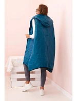 Dámská prošívaná vesta Plus Size s kapucí na zip mořská Dámská prošívaná vesta Plus Size s kapucí na zip mořská