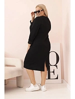 Dámská suknička Plus Size máslová s výstřihem do V a rukávem černá Dámská suknička Plus Size máslová s výstřihem do V a rukávem černá