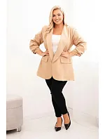 Dámská elegantní plus size sako camelová Dámská elegantní plus size sako camelová