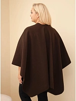 Dámské pončo Oversize s broží narzutka hnědá Dámské pončo Oversize s broží narzutka hnědá
