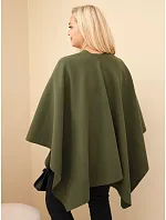 Dámské pončo Plus Size s broží zelená khaki Dámské pončo Plus Size s broží zelená khaki