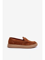 Mužské semišové loafers polobotky Zazoo 1566 hnědé Mužské semišové loafers polobotky Zazoo 1566 hnědé