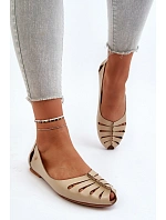 Zazoo 10009 Pohodlné Dámské Kožené Baletky Beige Zazoo 10009 Pohodlné Dámské Kožené Baletky Beige