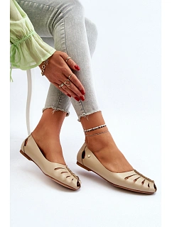 Zazoo 10009 Pohodlné Dámské Kožené Baletky Beige