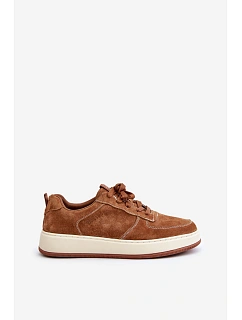 Pánské sneakersy na platformě z broušené kůže Big Star OO174014 hnědé