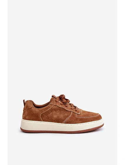Pánské sneakersy na platformě z broušené kůže Big Star OO174014 hnědé