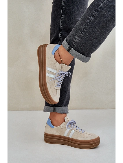 Zazoo N1068S4 Dámské semišové sneakersy na platformě béžové Zazoo N1068S4 Dámské semišové sneakersy na platformě béžové