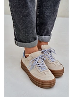 Zazoo N1068S4 Dámské semišové sneakersy na platformě béžové Zazoo N1068S4 Dámské semišové sneakersy na platformě béžové