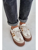 Zazoo N1068S6 Kožené Nízké Sneakersy Dámské Na Platformě Béžové Zazoo N1068S6 Kožené Nízké Sneakersy Dámské Na Platformě Béžové