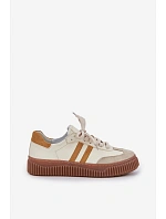 Zazoo N1068S6 Kožené Nízké Sneakersy Dámské Na Platformě Béžové Zazoo N1068S6 Kožené Nízké Sneakersy Dámské Na Platformě Béžové