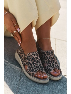 Zazoo 40392 Kožené Sandály Dámské Leopardí Hnědé