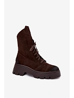 Dámské workery Z Naturalnego Zamszu Zazoo 976 Čokoládové Dámské workery Z Naturalnego Zamszu Zazoo 976 Čokoládové