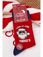 Pánské Vánoční ponožky Santa Claus v brýlích Červeno-tmavé Pánské Vánoční ponožky Santa Claus v brýlích Červeno-tmavé