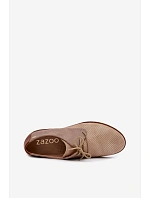 Kožené dámské elegantní šněrovací polobotky Zazoo 4238 Béžovo-hnědé Kožené dámské elegantní šněrovací polobotky Zazoo 4238 Béžovo-hnědé