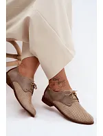 Kožené dámské elegantní šněrovací polobotky Zazoo 4238 Béžovo-hnědé Kožené dámské elegantní šněrovací polobotky Zazoo 4238 Béžovo-hnědé