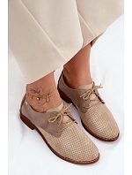 Kožené dámské elegantní šněrovací polobotky Zazoo 4238 Béžovo-hnědé Kožené dámské elegantní šněrovací polobotky Zazoo 4238 Béžovo-hnědé