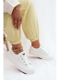 Dámské krajkové tenisky na platformě LEE ISLA LACE WOMEN LOW 50261003.1FG Bílé
