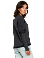 B094 Oversized top s výstřihem do V na zádech - grafitový B094 Oversized top s výstřihem do V na zádech - grafitový