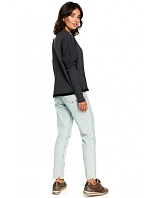 B094 Oversized top s výstřihem do V na zádech - grafitový B094 Oversized top s výstřihem do V na zádech - grafitový