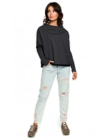 B094 Oversized top s výstřihem do V na zádech - grafitový B094 Oversized top s výstřihem do V na zádech - grafitový