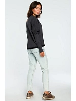 B094 Oversized top s výstřihem do V na zádech - grafitový B094 Oversized top s výstřihem do V na zádech - grafitový