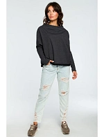 B094 Oversized top s výstřihem do V na zádech - grafitový B094 Oversized top s výstřihem do V na zádech - grafitový