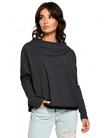 B094 Oversized top s výstřihem do V na zádech - grafitový B094 Oversized top s výstřihem do V na zádech - grafitový