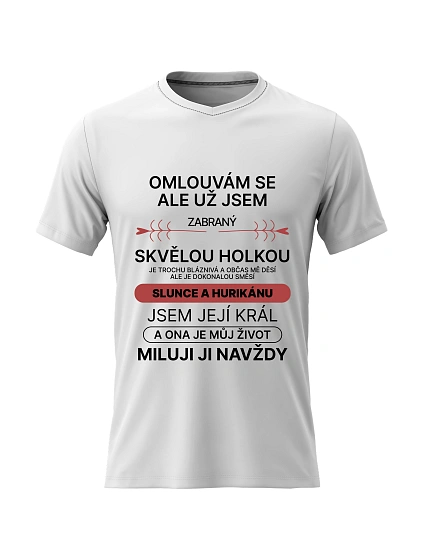 Pánské bavlněné tričko s potiskem - ZABRANÝ SKVĚLOU HOLKOU - bílé Pánské bavlněné tričko s potiskem - ZABRANÝ SKVĚLOU HOLKOU - bílé