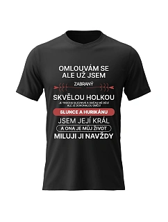 Pánské bavlněné tričko s potiskem - ZABRANÝ SKVĚLOU HOLKOU - černé