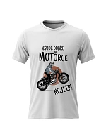 Dámské bavlněné tričko s potiskem - VŠUDE DOBŘE NA MOTORCE NEJLÍP! - bílé Dámské bavlněné tričko s potiskem - VŠUDE DOBŘE NA MOTORCE NEJLÍP! - bílé