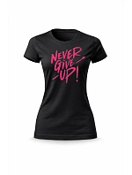 Dámské bavlněné tričko s potiskem - NEVER GIVE UP! - černé Dámské bavlněné tričko s potiskem - NEVER GIVE UP! - černé