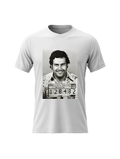 Dámské bavlněné tričko s potiskem - PABLO ESCOBAR - bílé