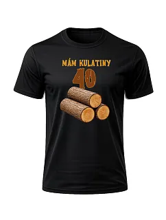 Pánské bavlněné tričko s potiskem - MÁM KULATINY 40 - černé