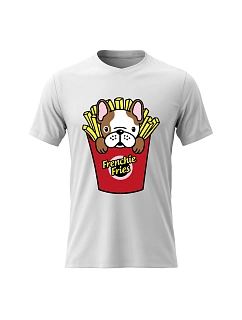 Pánské bavlněné tričko s potiskem - FRENCHIE FRIES - bílé