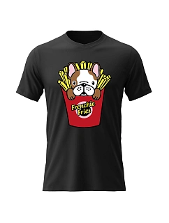 Pánské bavlněné tričko s potiskem - FRENCHIE FRIES - černé
