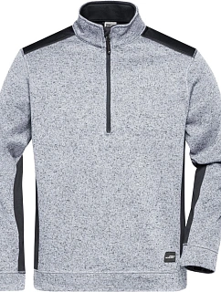 Daiber JN 864 Pánská pracovní fleece bunda 1/2 zip - Strong 02.0864 white melange/carbon