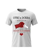 Dámské  bavlněné tričko s potiskem - OTEC & DCERA - bílé