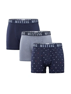Pánské boxerky 3PACK 4277-1003 Tmavě modrá / šedá mix vzor - Mustang