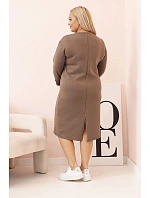 Dámské šaty Plus Size máslové s výstřihem do V a rukávem fango Dámské šaty Plus Size máslové s výstřihem do V a rukávem fango