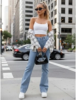 Dámské modré džíny s širokými nohavicemi FashionStreet UY2971 Dámské modré džíny s širokými nohavicemi FashionStreet UY2971