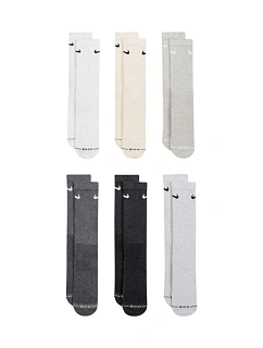Ponožky Nike Everyday Elevated, 6 párů, šedé, krémové, HQ8021 904 , velikosti 35–37,5